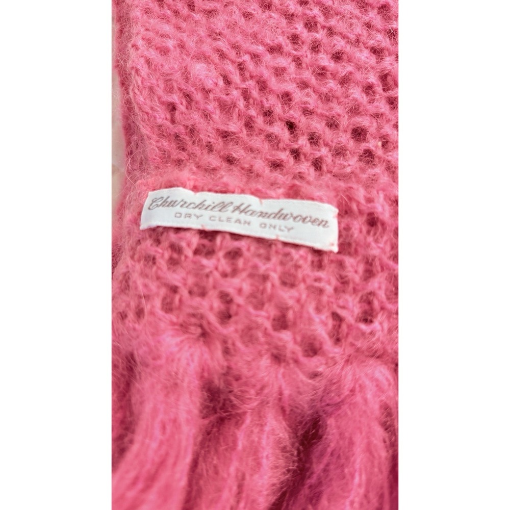 Churchill Hand‎ Woven Pink Fuschia Shawl Wrap Scarf 80x21"